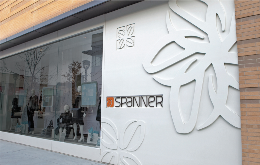 An image of the window display at the Spanner store at Shops at Don Mills
